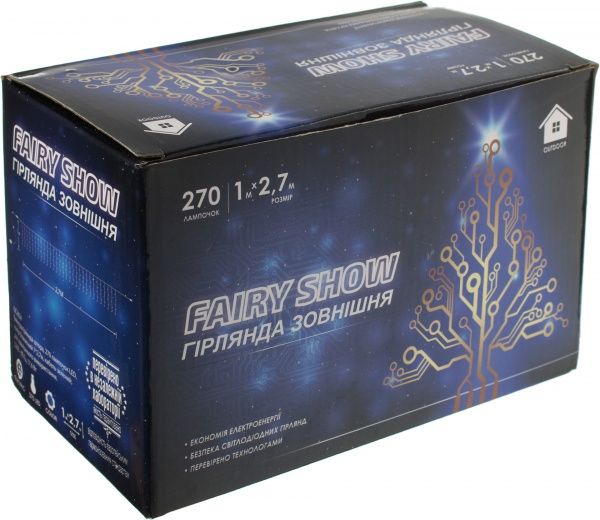 Электрогирлянда-штора внешняя встроенный светодиод (LED) 270 ламп 2,7м голубая 
