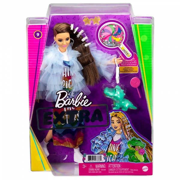 Лялька Mattel Barbie Екстра у довгій веселковій сукні