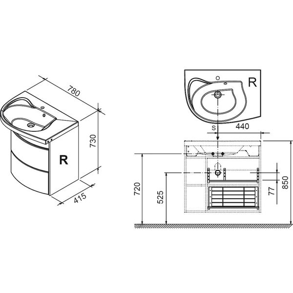 Тумба под умывальник Ravak SDU Rosa L левая
