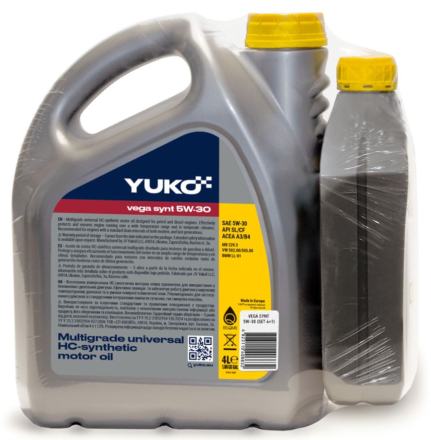 Моторна олива HC-гідрокрекінг YUKO Vega Synt 5W-30 5 л
