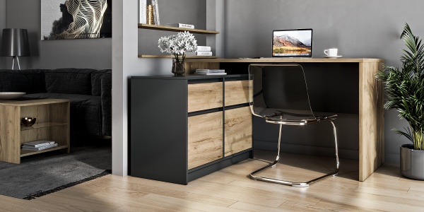 Стіл письмовий Грейд Ален дуб крафт золотий/графіт 