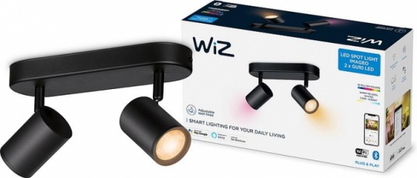 Светильник светодиодный WiZ IMAGEO Spots 2x5W 2200-6500K RGB Wi-Fi черный (929002659101) 