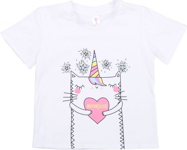 Футболка дитяча Roksana Котик №01/16908 р.104 білий із принтом 