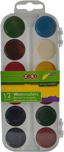 Краски акварельные 12 цветов в пластиковой упаковке в ассортименте ZB.6521 