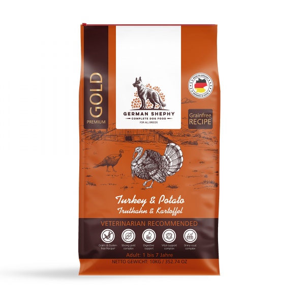 Корм сухой для собак для всех пород German Shephy Gold Turkey Индейка и картошка 10 кг