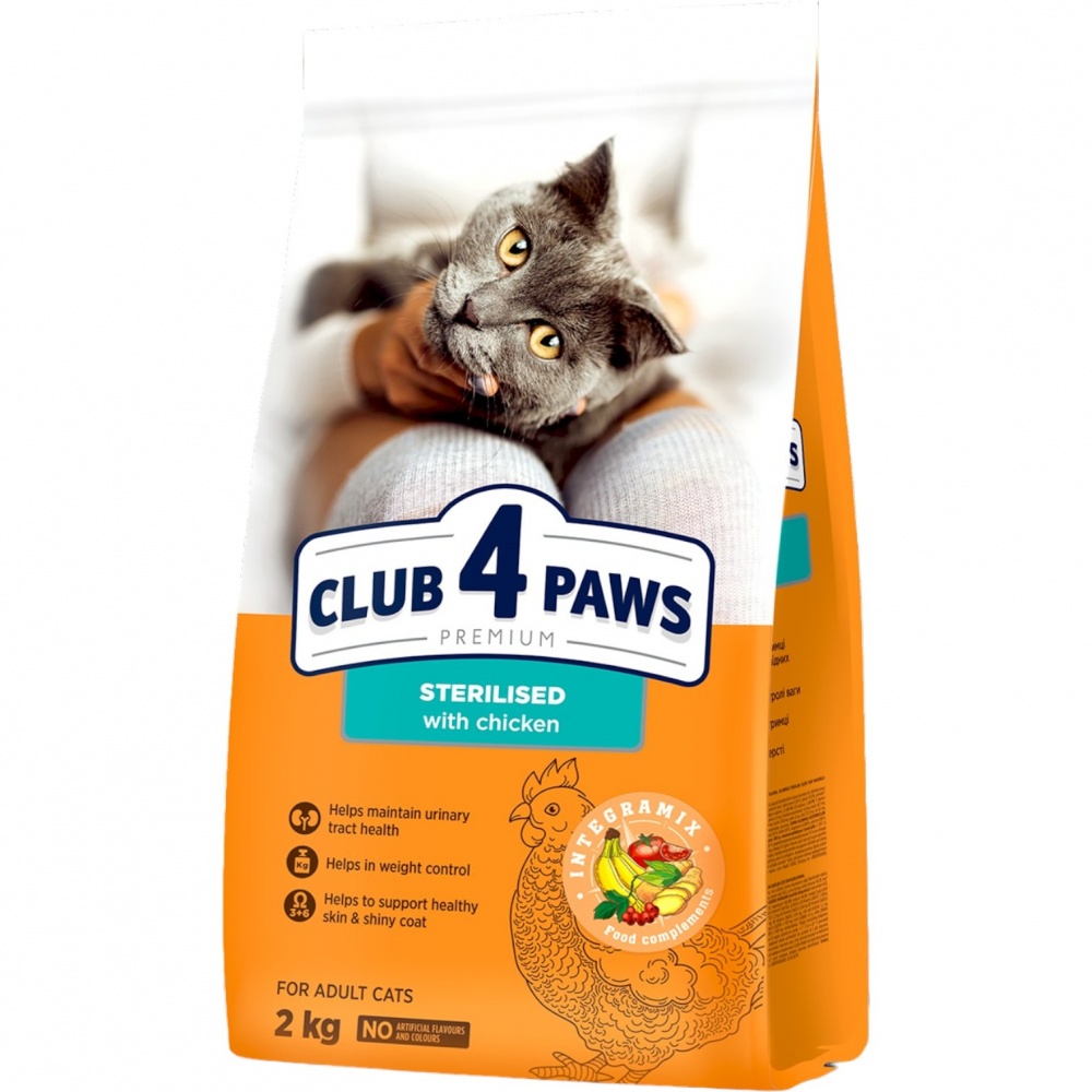 Корм сухой для стерилизованных кошек Club 4 Paws лосось 2 кг