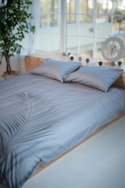 Комплект постельного белья by Andre TAN Утро на Мальдивах евро серо-голубой SoundSleep 