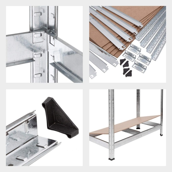 Стелаж металевий Меткас Бюджет оцинкований 1800x900x600 мм ДСП полиця 5 шт. цинк 