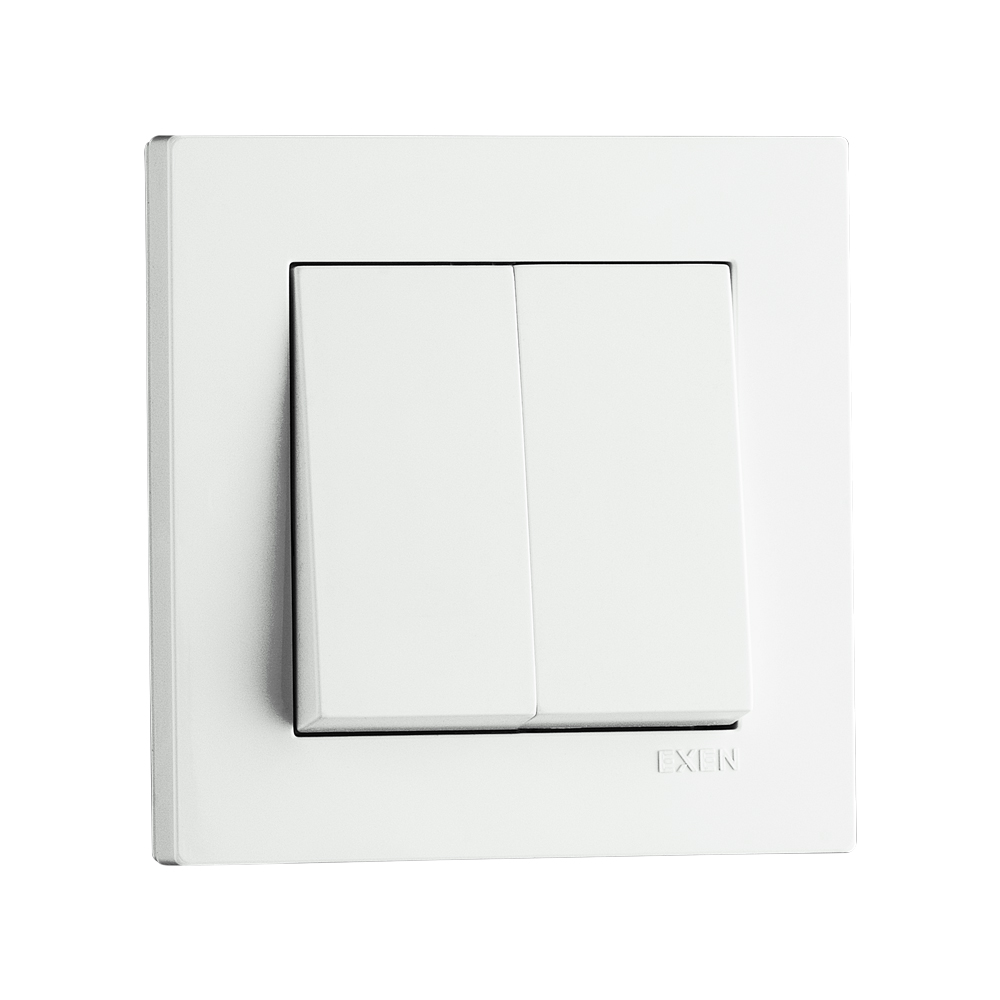 Вимикач кнопковий двоклавішний EXEN Karell без підсвітки білий 290-000102-202