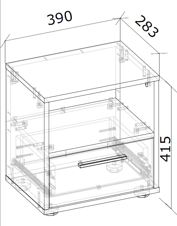 Тумба приліжкова Грейд Лайт 1я 390x415x283 мм дуб крафт золотий/графіт сірий