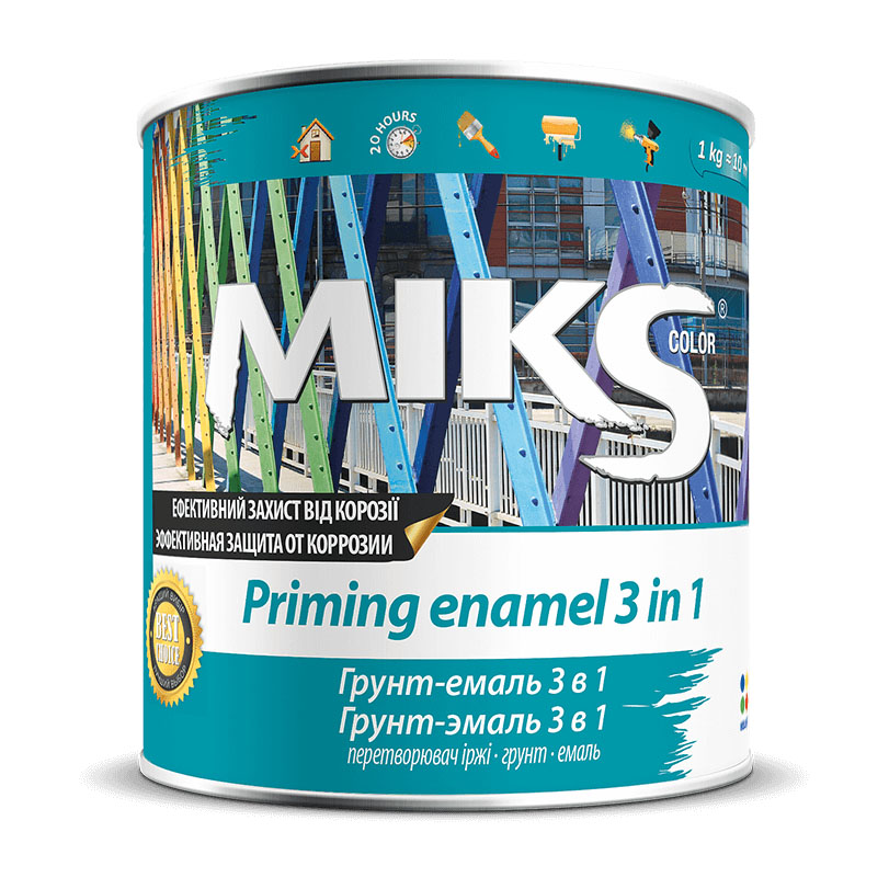 Грунт-эмаль MIKS Color 3 в 1 белый полумат 12кг
