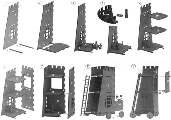 Деревянный 3D-конструктор Зірка Орудие Штурмовая башня 100727