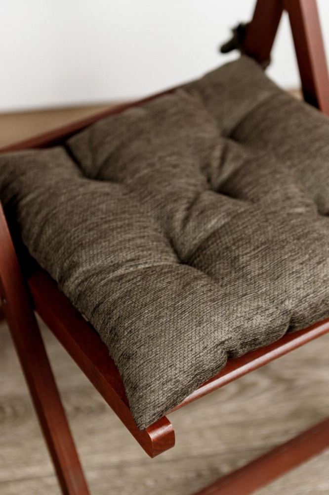 Подушка на стул Chenilla коричневая 40х40 см, Прованс