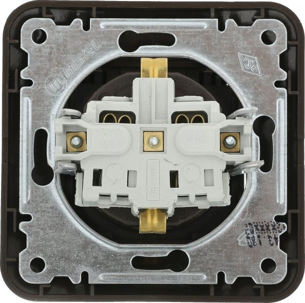 Розетка із заземленням Makel Lillium Natural з кришкою коричневий