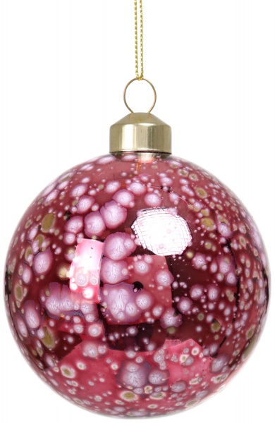 Елочная игрушка в форме шара розовая стеклянная 8 см 8 мм розовый ABT620010
