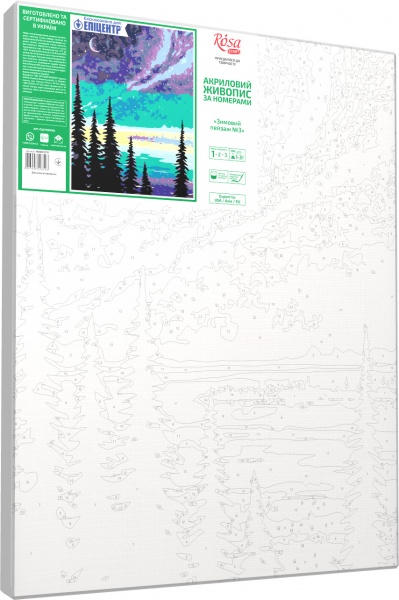 Набір, техніка акриловий живопис за номерами Зимовий пейзаж 3 35х45 см Rosa Start 