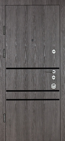 Двері вхідні Булат Сек'юриті 517 дуб немо карбон / дуб немо срібний 2050x850 мм ліві