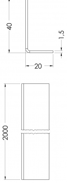 Кутник нержавіюча сталь STOREHOUSE 20x40x1,5x2000 мм