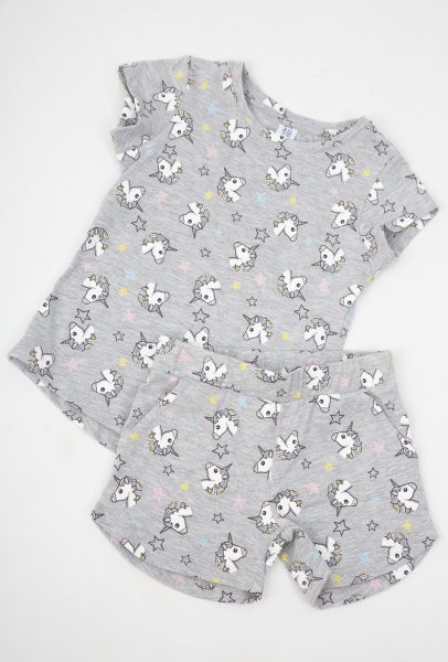 Костюм для дівчаток Luna Kids Unikorn р.134-140 світло-сірий із принтом 0033/12013 
