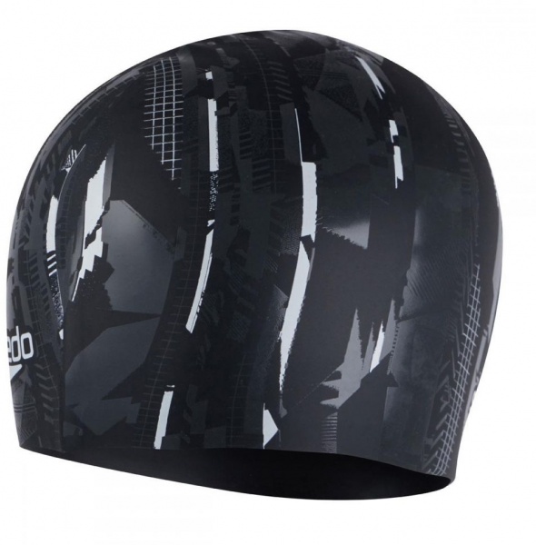 Шапочка для плавания Speedo Printed Silicone Cap Au 808385G764 one size черный с белым