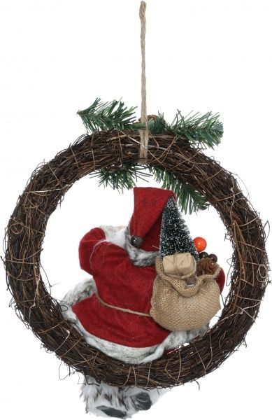 Декоративна фігура Дід Мороз лісовий на віночку S1811D 30 см 