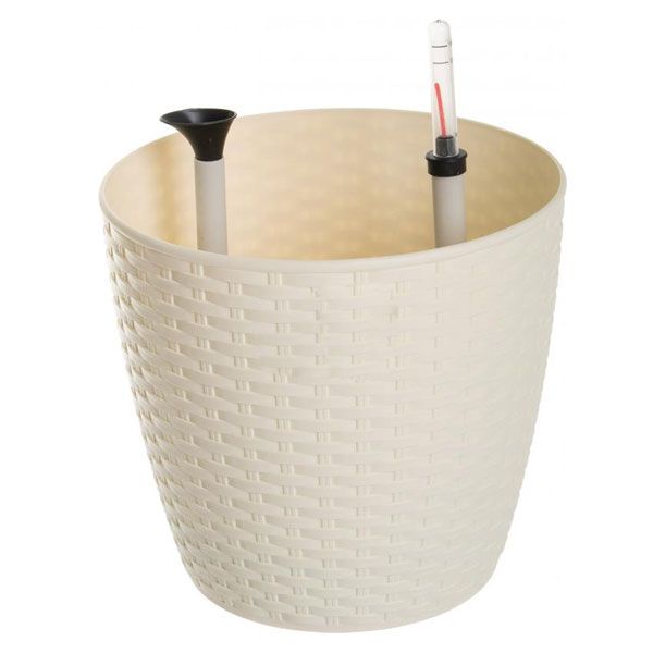 Горщик пластиковий Алеана Ротанг круглий 7,6л бежевий 