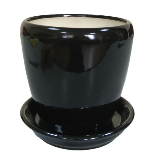 Горшок керамический Ориана-Запорожкерамика Грация №4 круглый 1,2л черный глянец 