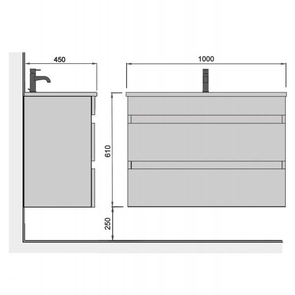 Тумба підвісна ScandiSPA Wood 100-A з умивальником Cosmopolitan 100