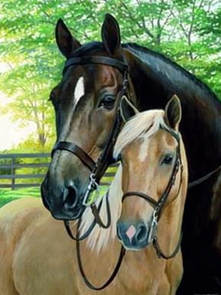 Набір для творчості зі стразами Коні 30x40 см (У) GoToArt 