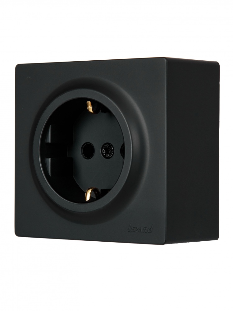 Розетка бытовая с заземлением Lezard LETO IP20 антрацит 752-4200-122B