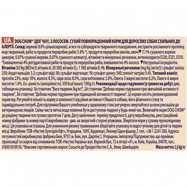 Корм сухий для усіх порід Dog Chow з лососем 2,5 кг