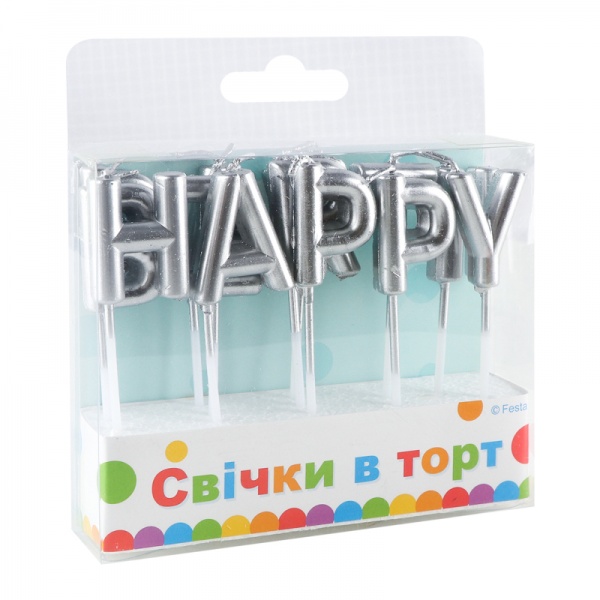 Свечи для торта Буквы Металлик Ві та Ві 13 шт. 