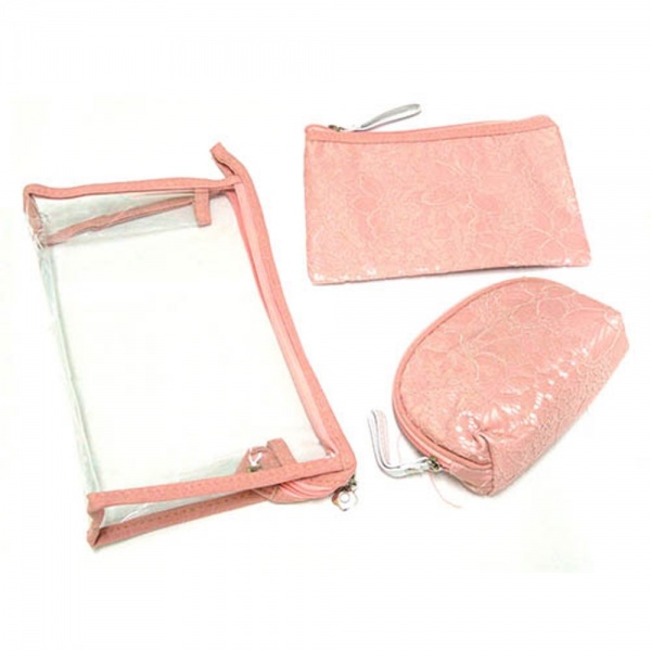 Набір косметичок MARI N b107 3 шт рожевий