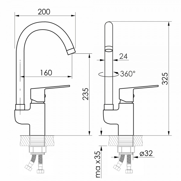 Смеситель для кухни VOLLE TRAJAN 1545.110101 хром