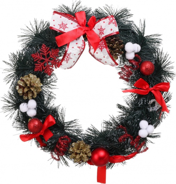 Венок рождественский с украшениями цвет в ассортименте d330 мм 