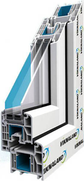 Окно поворотно-откидное VIKNALAND В 70 1400x1410 мм правое (К) 