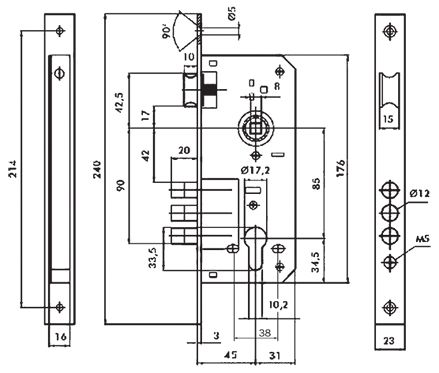 Дверний замок вхідний Mul-T-Lock 1-WAY DIN 204S NC UNIV BS 85 мм SP