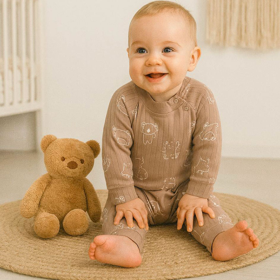 Ромпер-реглан унисекс Blanka Животные р.62-68 бежевый 110835