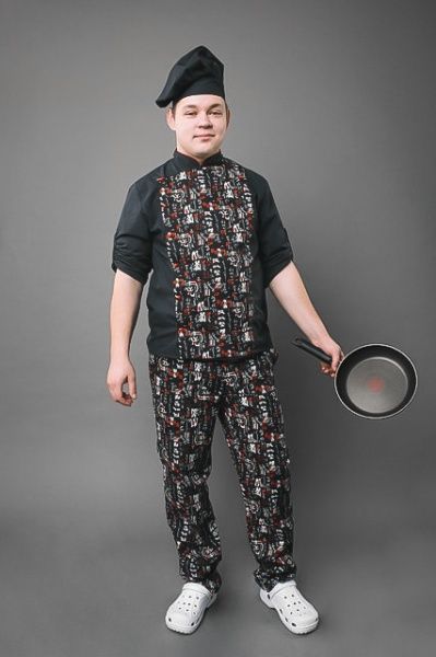 Штаны для повара Lux-Form P00027 Иероглифы р. 44 черный