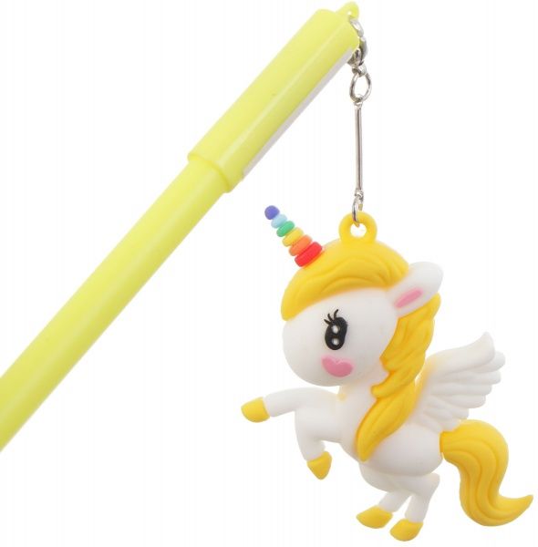 Ручка гелевая желтая Радужный единорог 