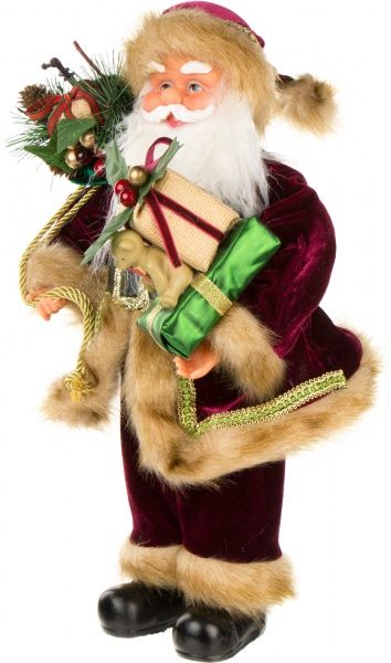 Декоративна фігура Дід Мороз бордовий TM-16025C 40 см 