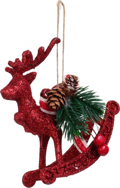 Декоративна підвіска Коник з декором 10 см червоний NY21063