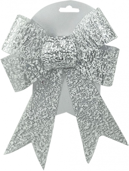 Декорация Бант мерцания 22 см серебряный SD22-145