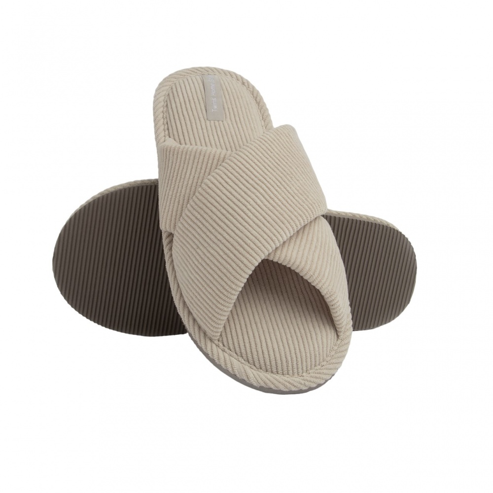 Тапки домашние Twins HS-VL вельвет Х 12477 р.36/37 молочный