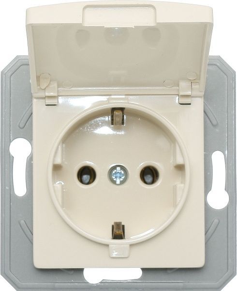 Розетка TEM Ekonomik 16 A 250 В з кришкою слонова кістка VE11IIXO-U