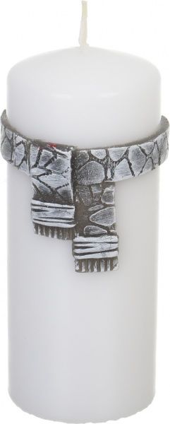 Свеча Цилиндр декоративная Шарф белый 70x150 Pako-If