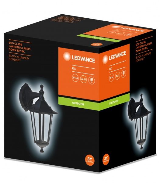 Світильник вуличний настінний Ledvance Lantern Classic Down E27 60 Вт IP44 чорний 