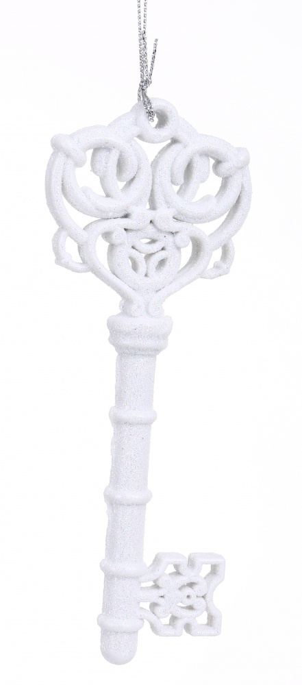 Подвеска Ключик 3Д белая присыпка 15 см белый