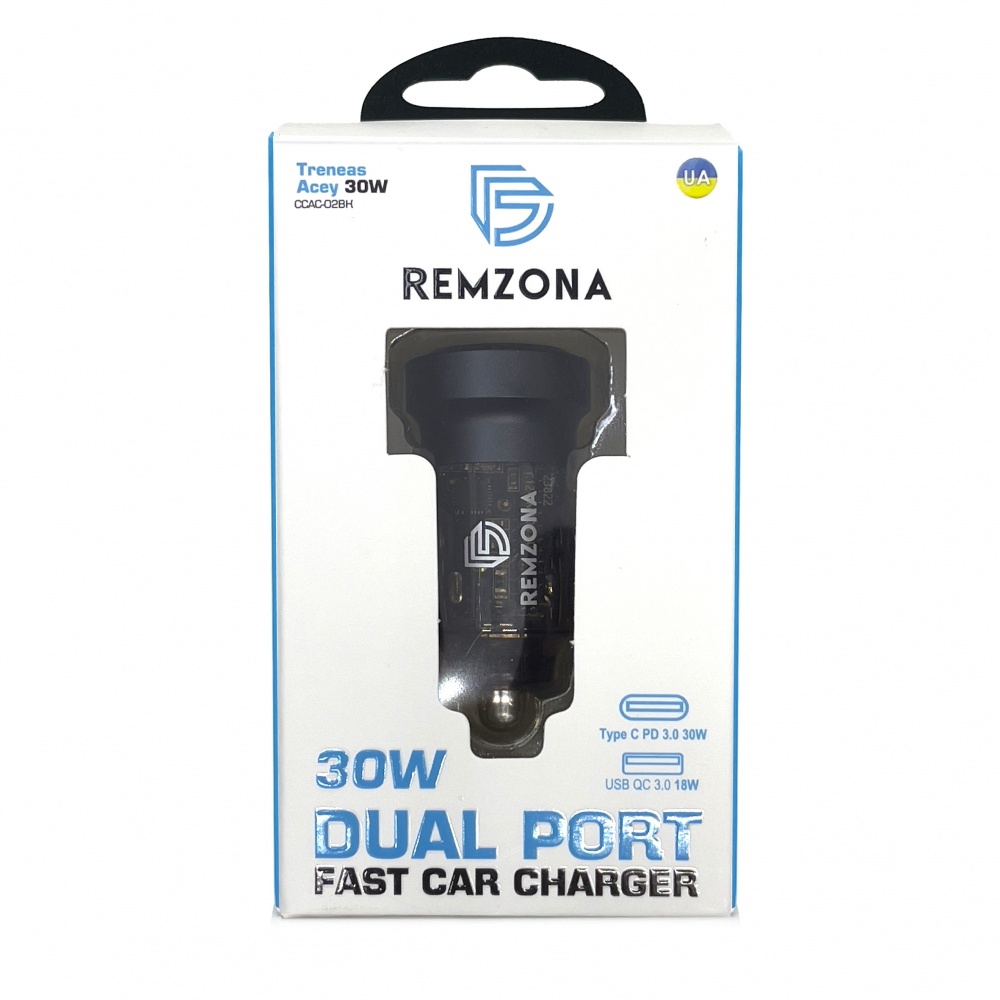 Автомобильное зарядное устройство Remzona Treneas Acey 30W CCAC-02BK