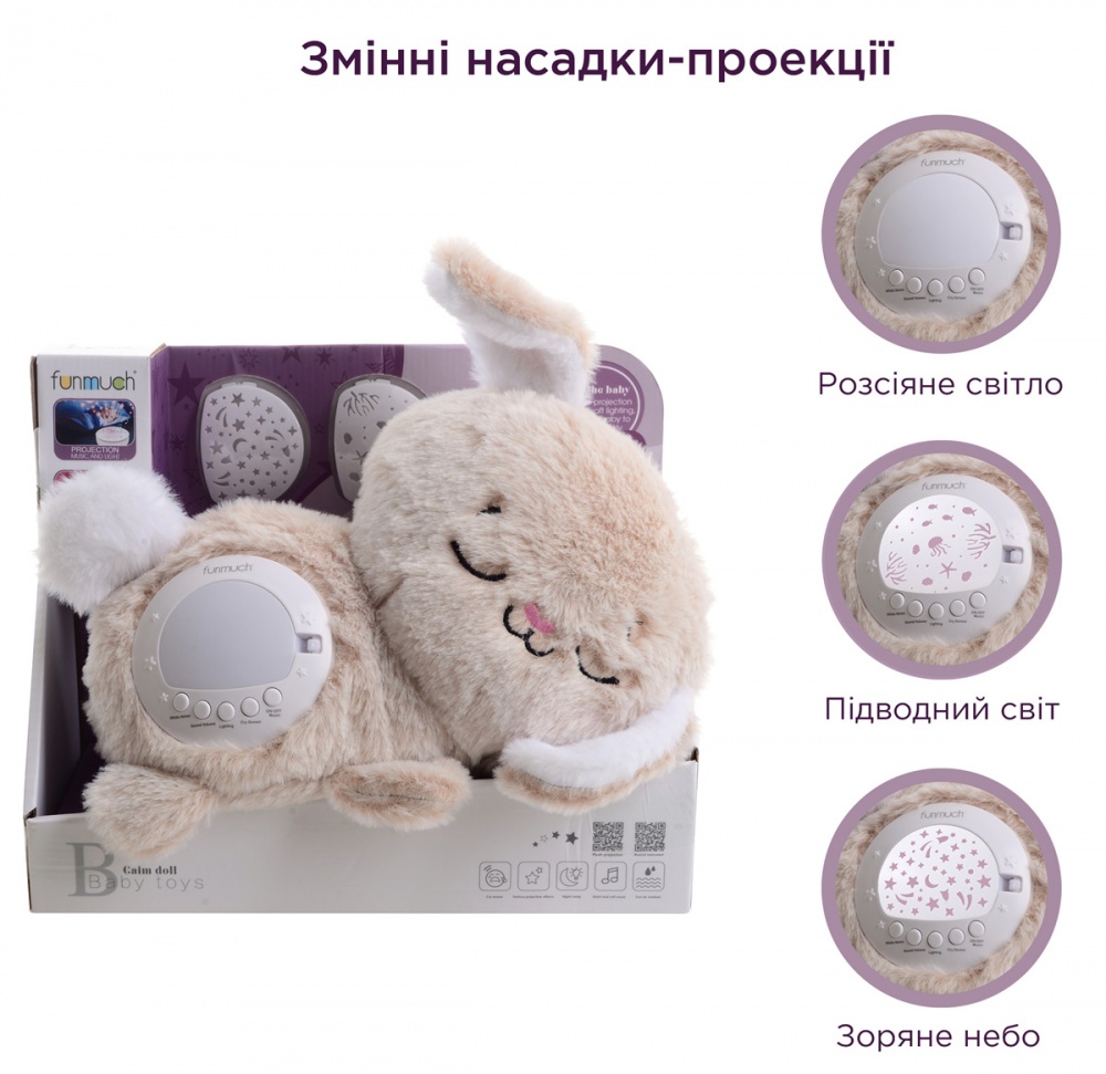 Ночник Funmuch Кролик с датчиком плача AI и проектором разноцветный FM666-65